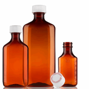 Amber Plastic Prescription Bottle 100cc, with Self Sealing Closure
