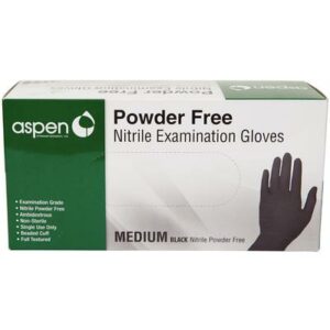 Aspen Nitrile Exam Gloves Medium, Black