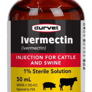 Ivermectin Injection 1% Sterile Solution Livestock Dewormer, 50mL