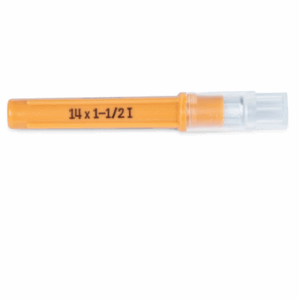 Monoject Hypodermic Veterinary Needle, Aluminum Hub, Intermediate Bevel, Tan, 14g x 1.5", 1 Count