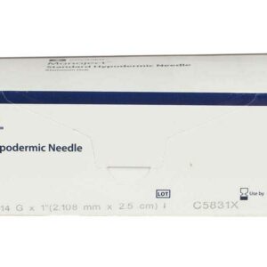 Monoject Rigid Pack Hypodermic Veterinary Needle, Aluminum Hub, Intermediate Bevel, Tan, 14g x 1.0", Box/100