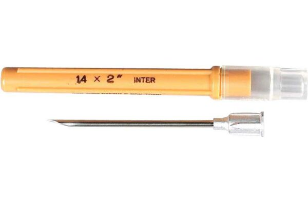 Monoject Hypodermic Veterinary Needle, Aluminum Hub, Intermediate Bevel, 14g x 2.0", 1 Count