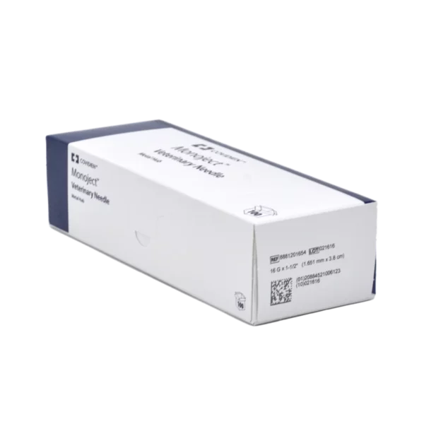 Monoject Rigid Pack Hypodermic Veterinary Needle, Aluminum Hub, Regular Bevel, Gray, 16g x 1.5", box/100
