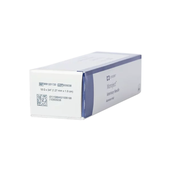 Monoject Rigid Pack Hypodermic Veterinary Needle, Aluminum Hub, Short Bevel, Green, 18g x 0.75", box/100