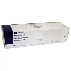 Monoject Hypodermic Veterinary Needle, Polypropylene Hub, Regular Bevel, 20g x 0.75", box/100