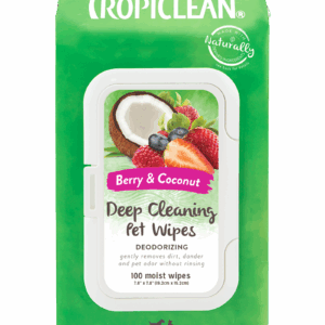Tropiclean Berry & Coconut Deodorizing Wipes, 100 Count