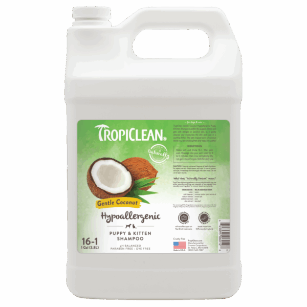 Tropiclean Gentle Coconut Hypoallergenic Puppy & Kitten Shampoo, Gallon