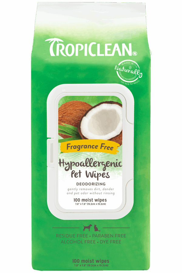 Tropiclean Hypoallergenic Deodorizing Wipes, 100ct