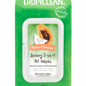 TropiClean Papaya & Coconut Luxury 2-in-1 Wipes for Pets